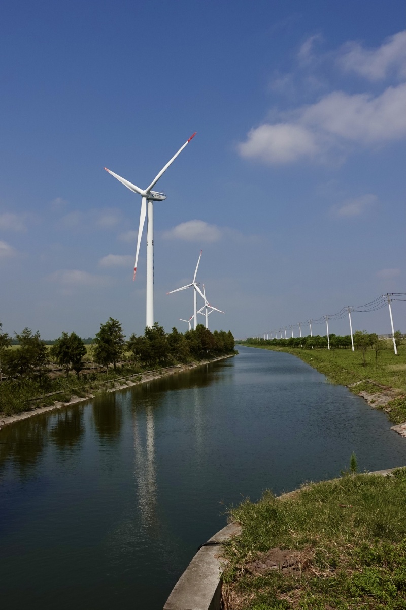 上海长兴岛上的风车