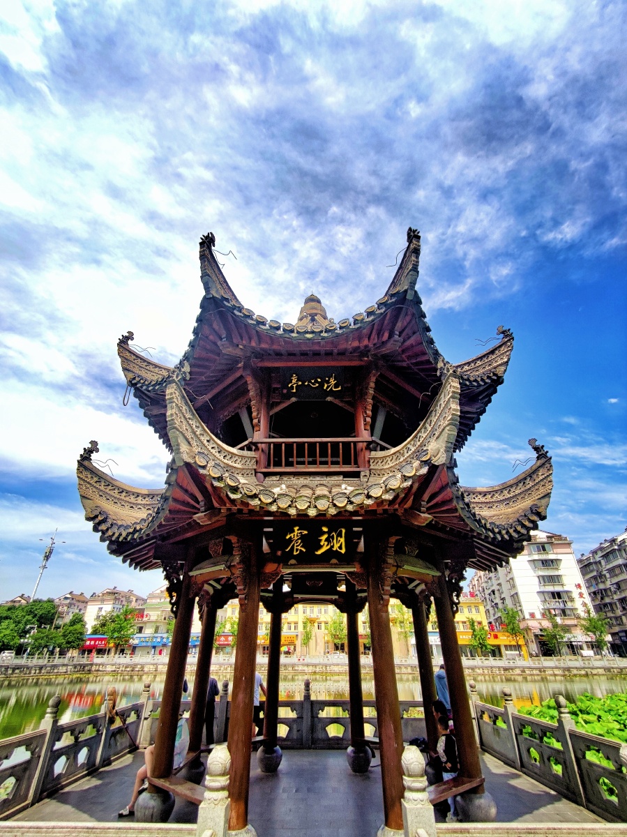 夏日荷塘洗心亭