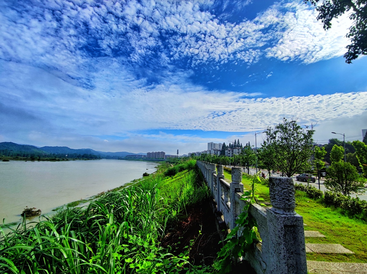 夏至青弋江云开雾散现蓝天