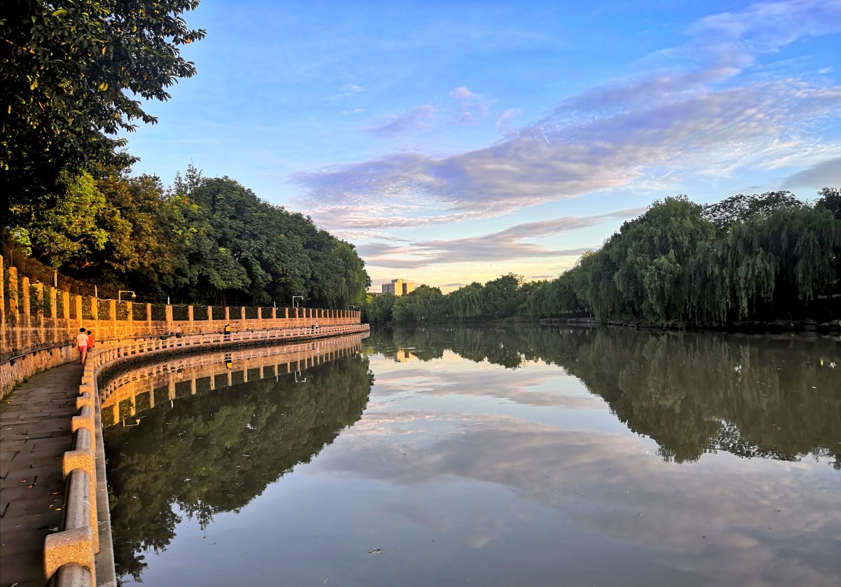 清晨河边风景一一摄于杭州余杭塘河