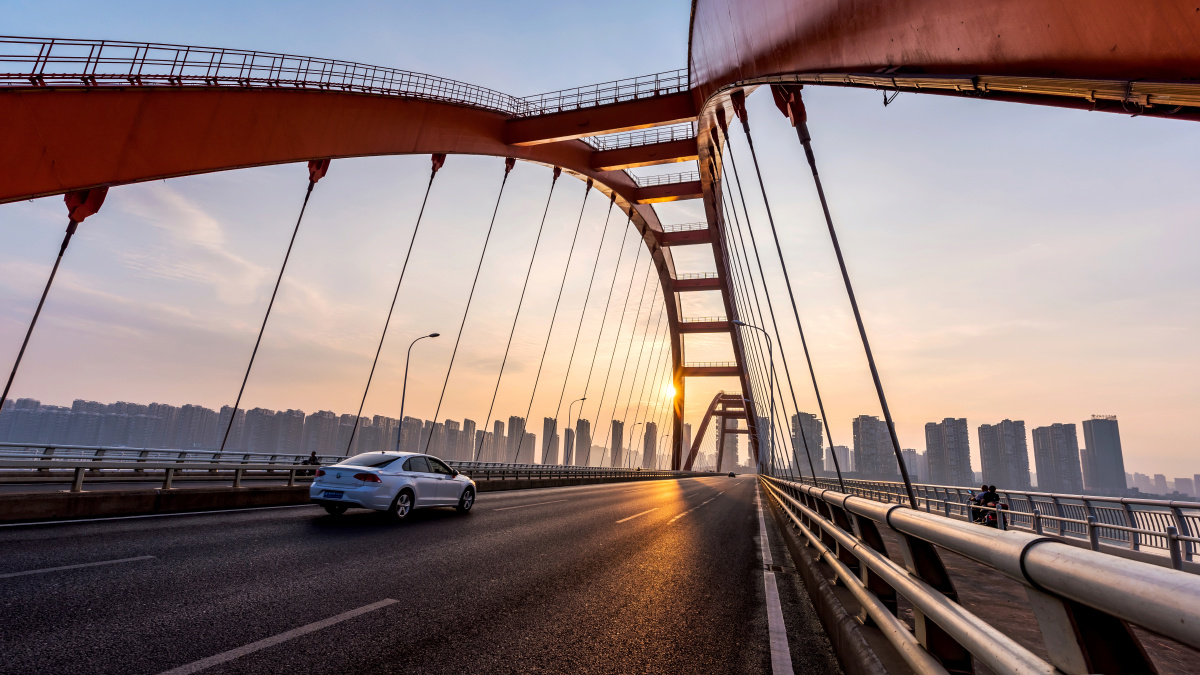 福元路大桥的周末清晨