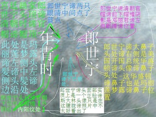 1涂鸦-527郎世宁头像解读圈定涂鸦朦胧中谛真实谛清朝时外国画家郎世宁头像【戴着清朝时管帽谛头像】复件 如来佛右手腕处清朝外国痕画家勃朗宁DSC09527