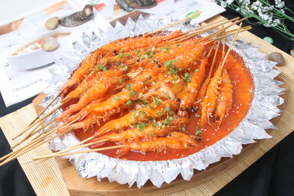 铁板串烧虾