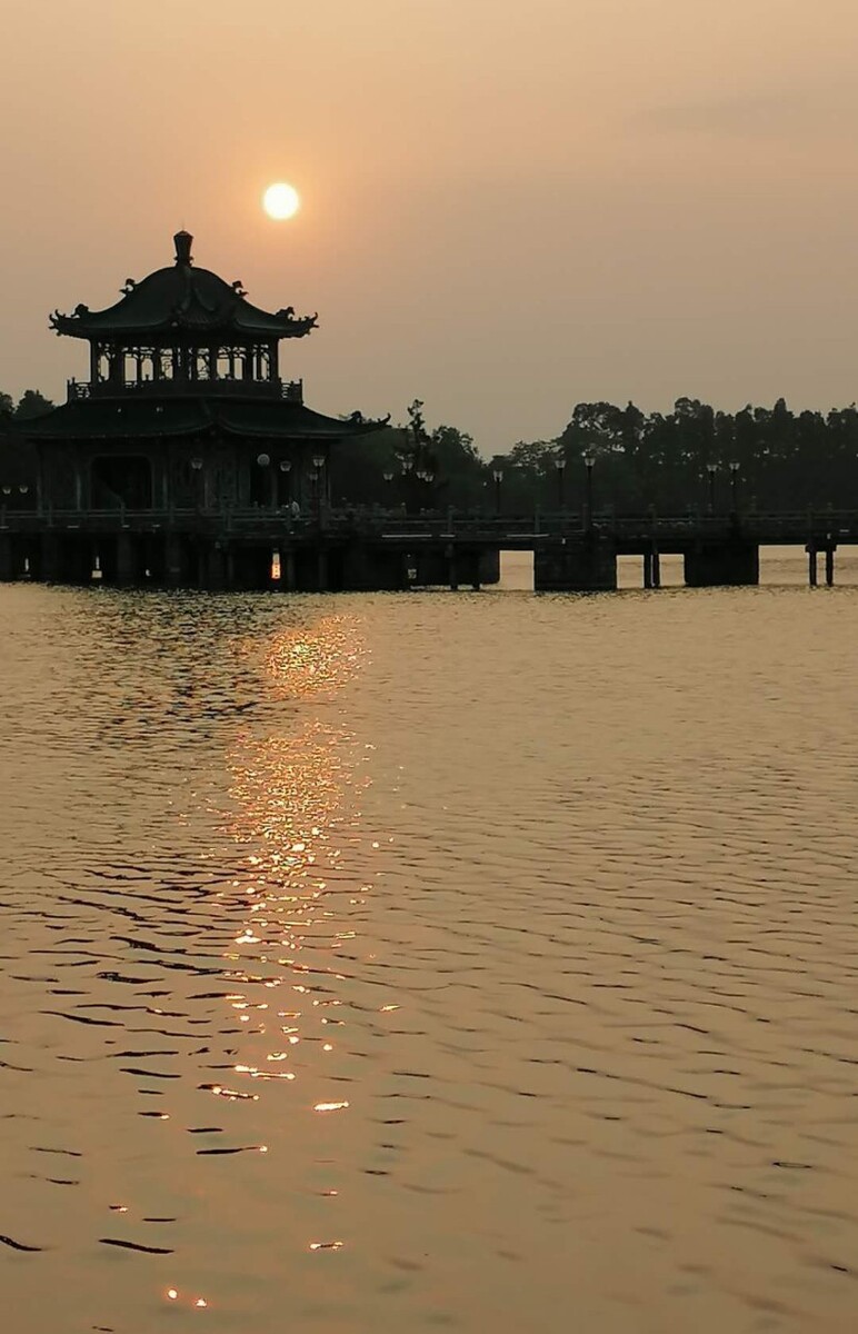 粤东揭阳市榕江西湖美景.一一百灵鸟摄影.