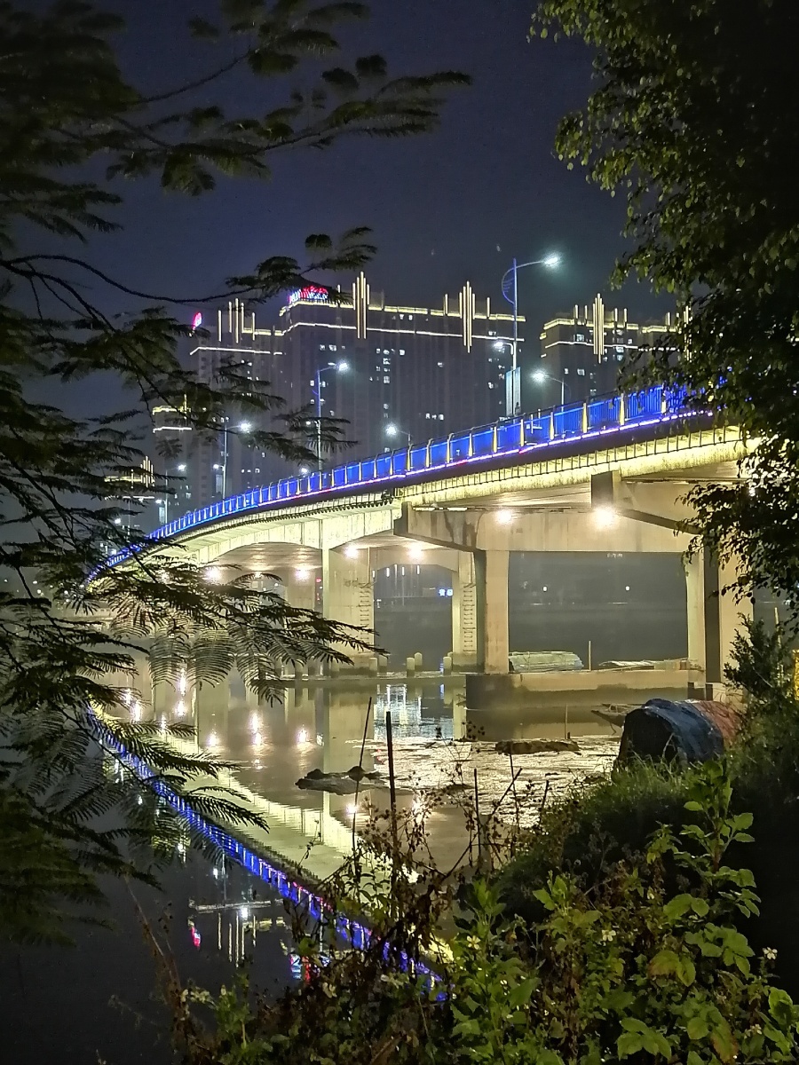粤东揭阳市榕江西凤大桥夜景.