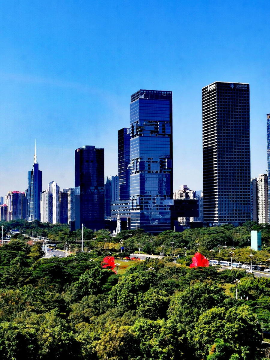 深圳的高楼林立与绿树成荫