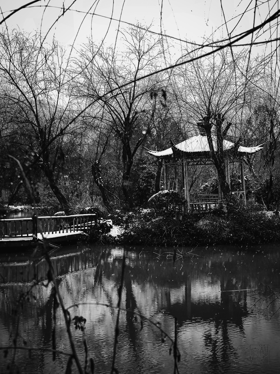 荒园雪景黑白摄影修图对比