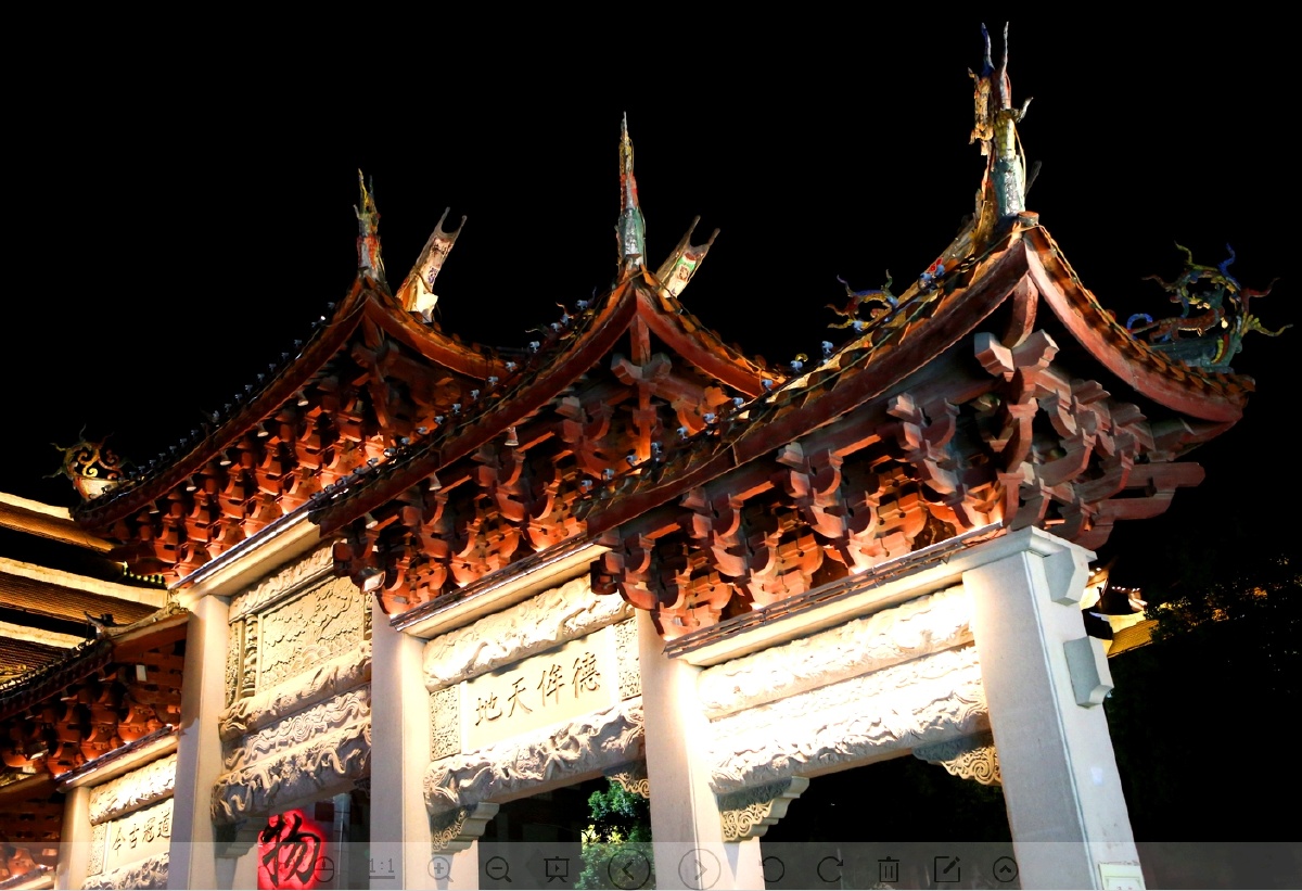 古城泉州文邦古迹夜景光彩夺目文庙朝天门泉山门