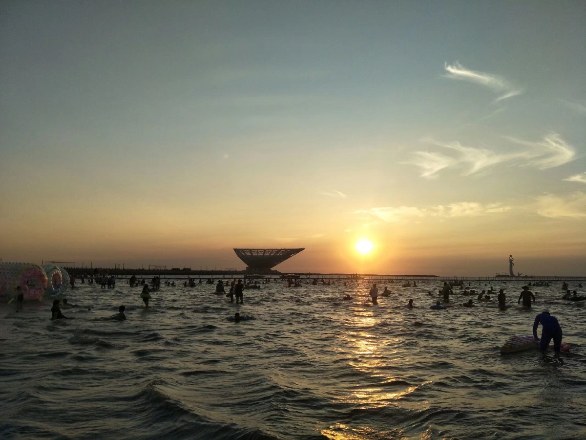 营口海边日落拍摄