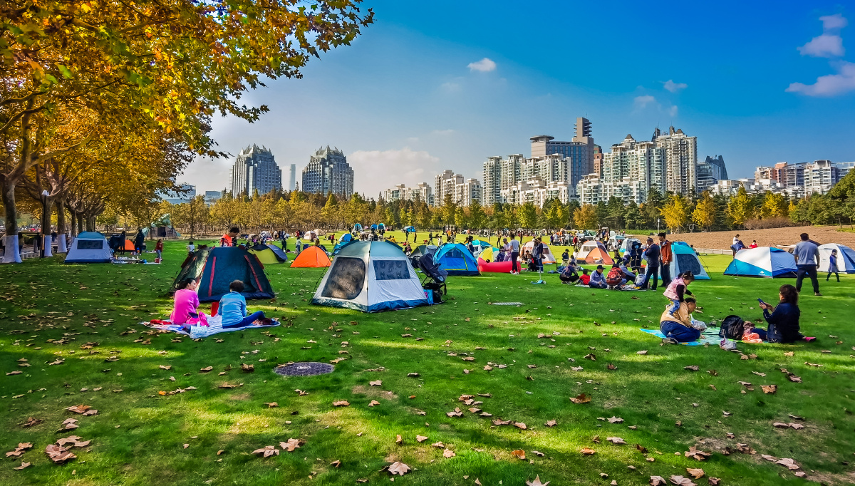 周末草坪休闲上海世纪公园