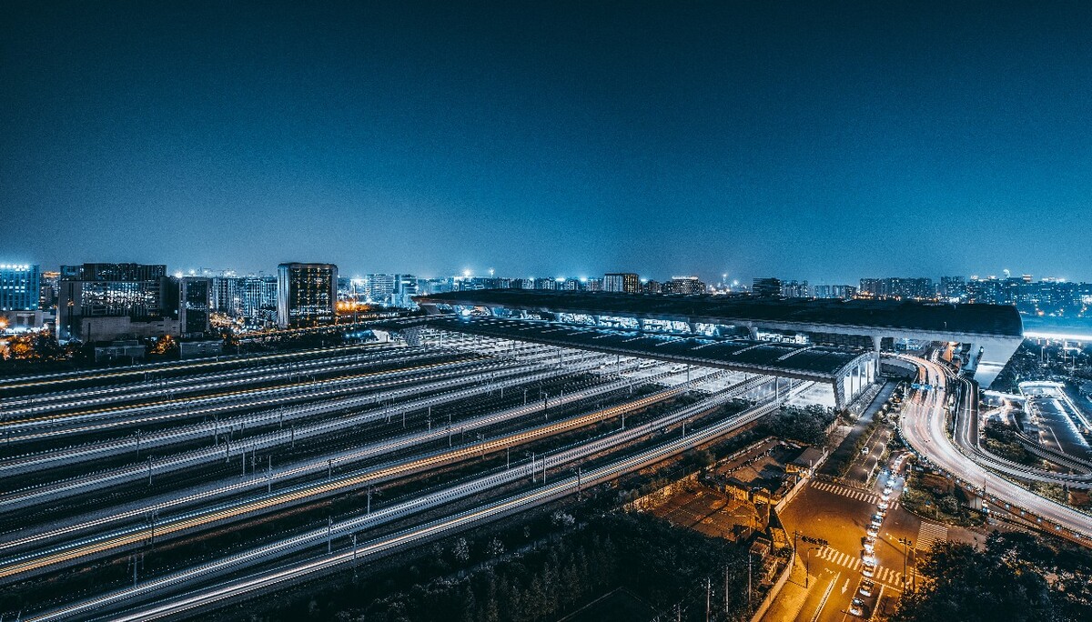 杭州东站夜景图片