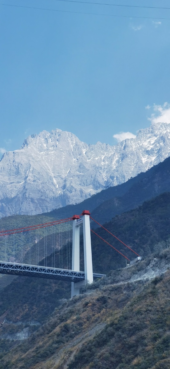 虎跳峡雪山与大桥