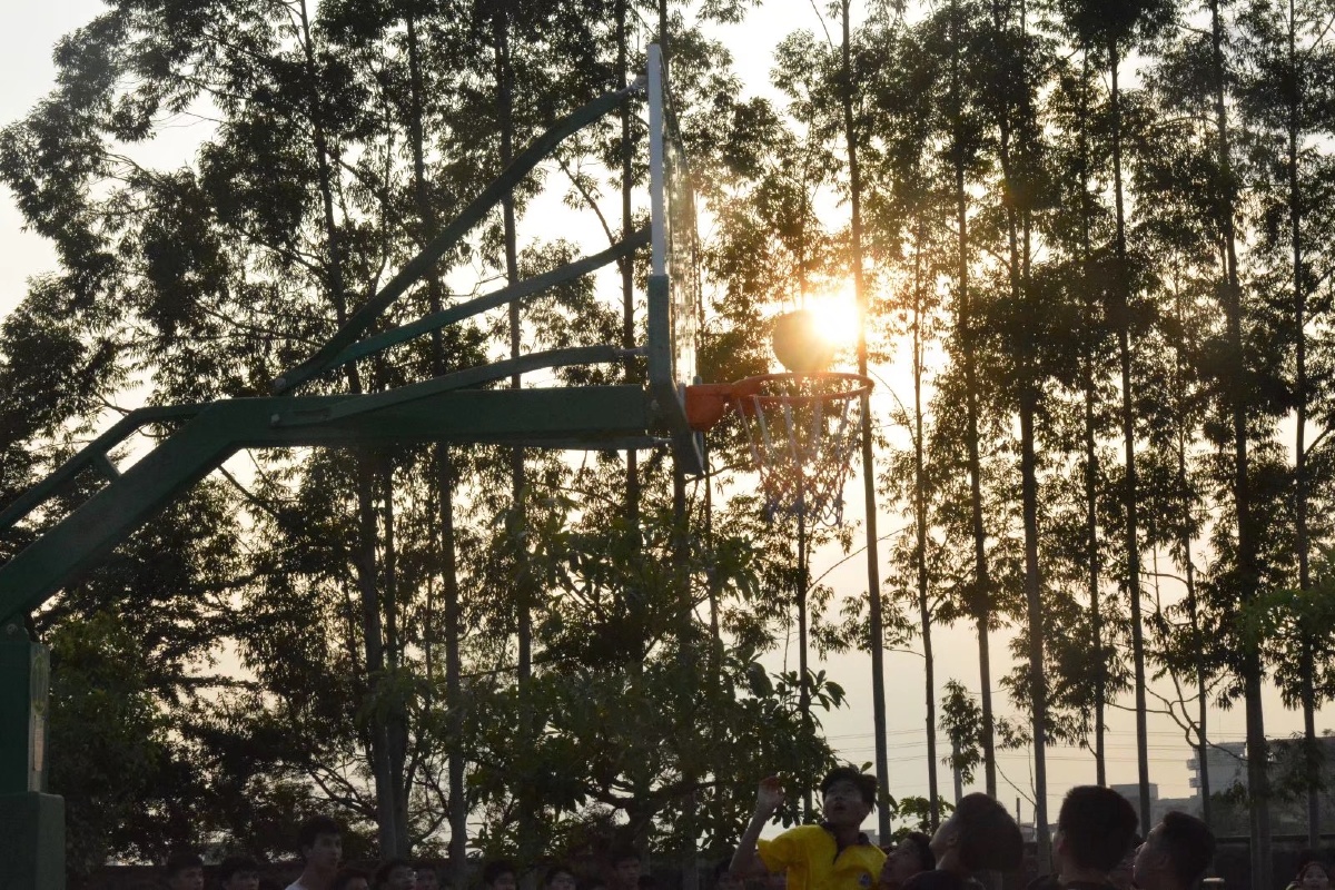夕阳中的篮球