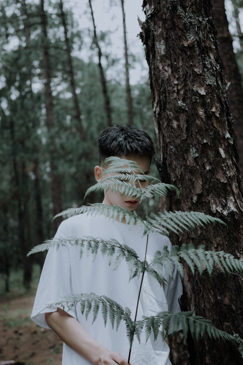 男生树林情绪写真