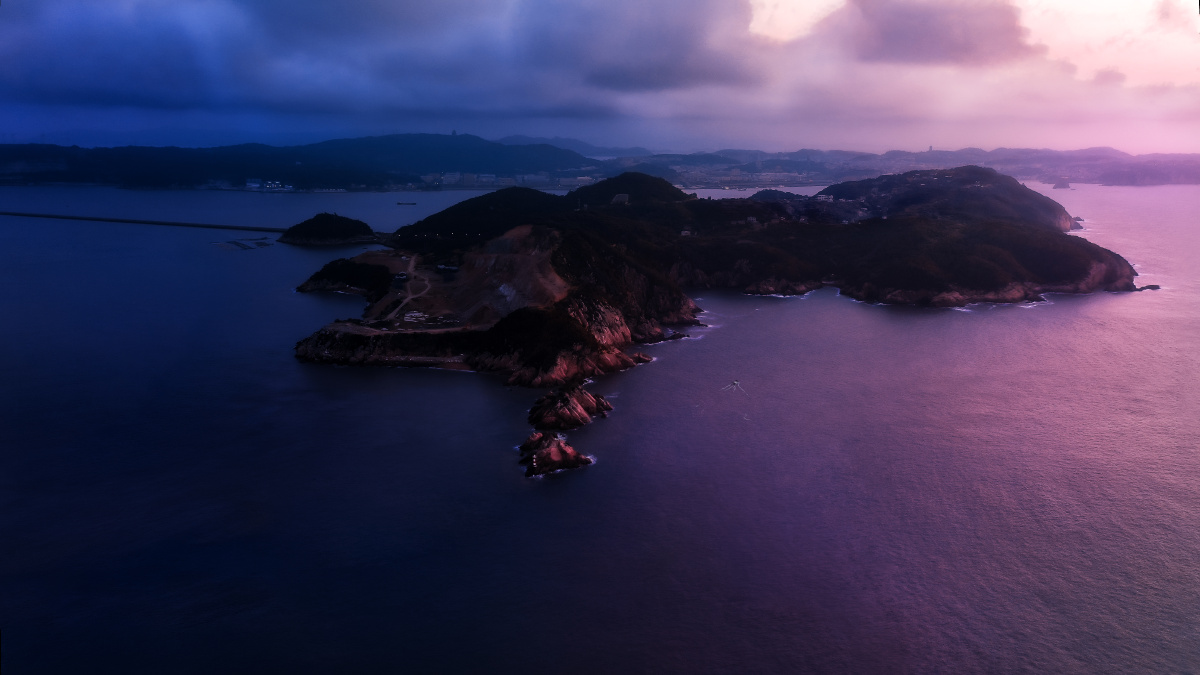 岛屿日出构图及后期思路灵感来源于mac原生壁纸日出时分整个东方呈现