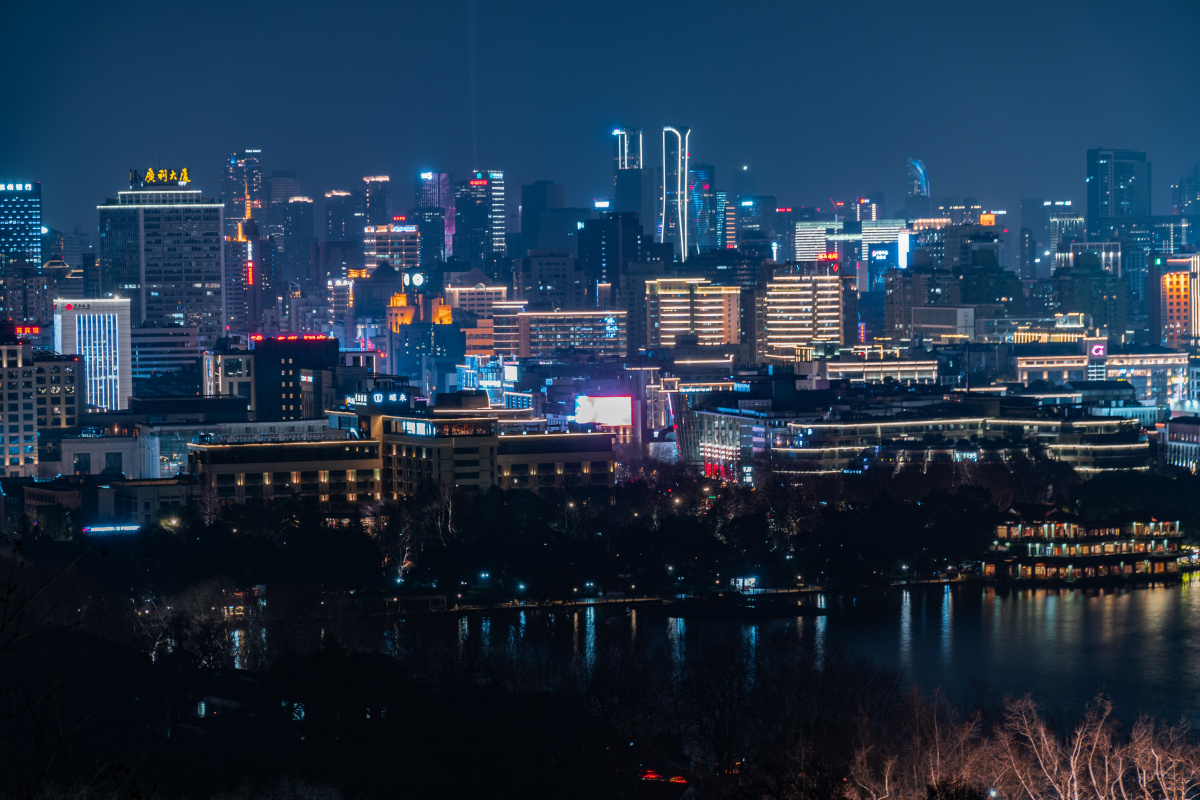 杭州西湖夜景横图