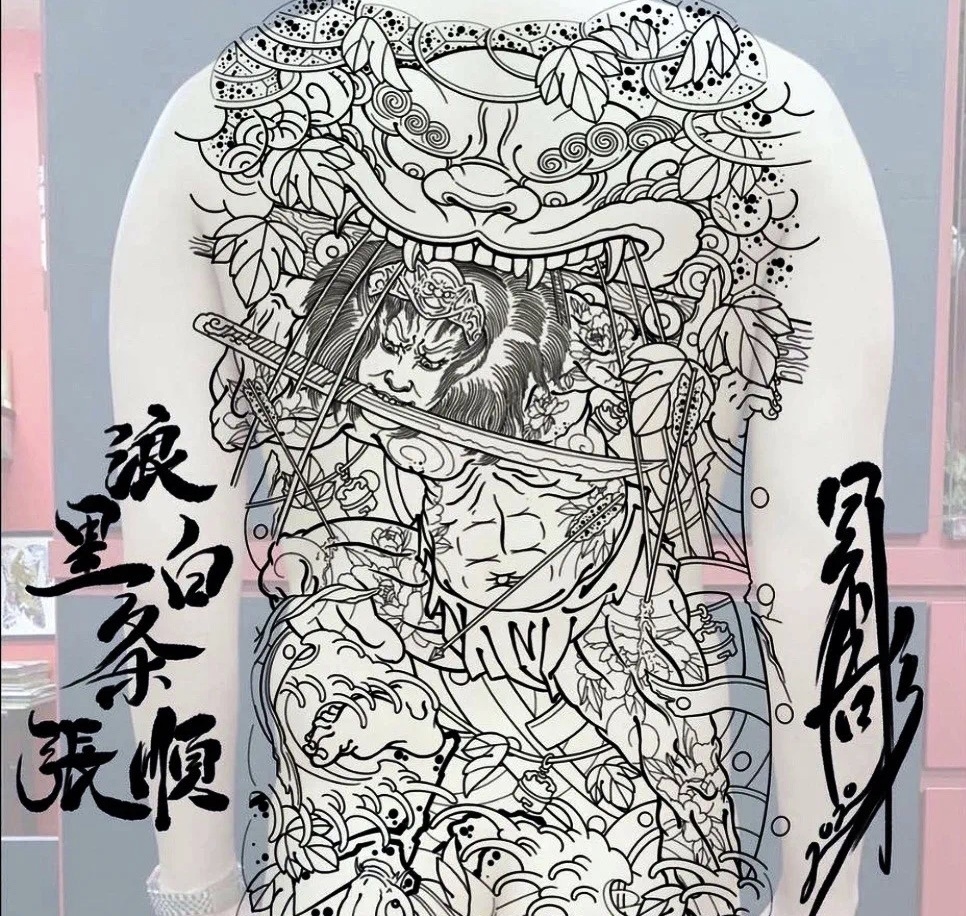 满背花臂效果图