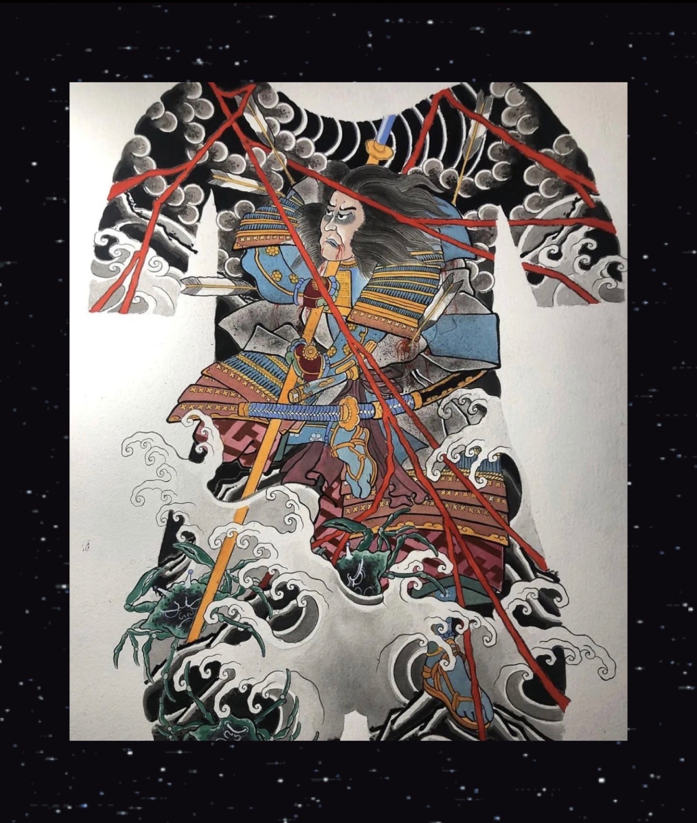 传统图花臂满背樱花