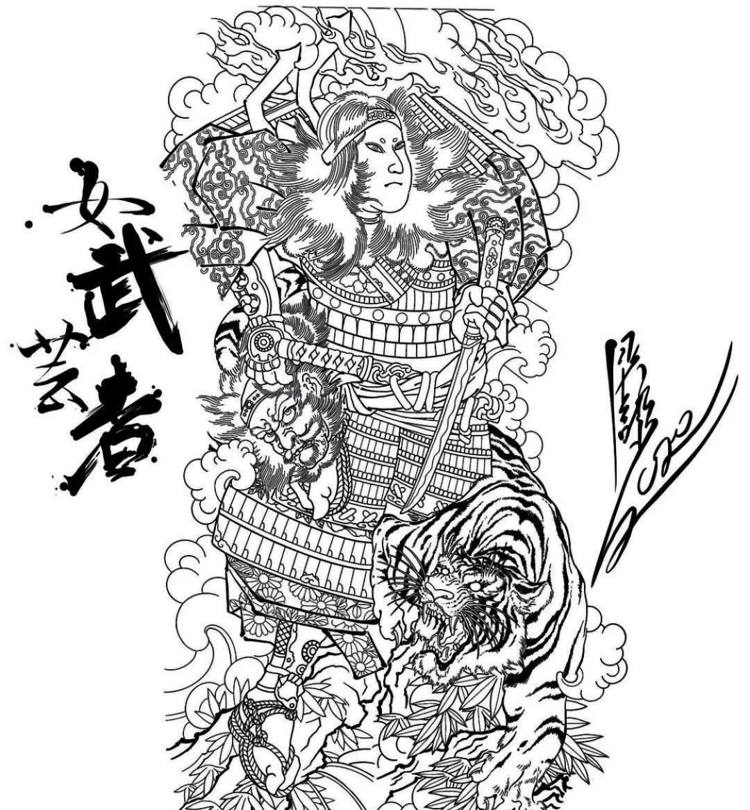 满背花臂效果图