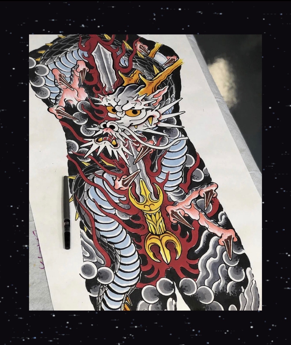 传统图花臂满背樱花