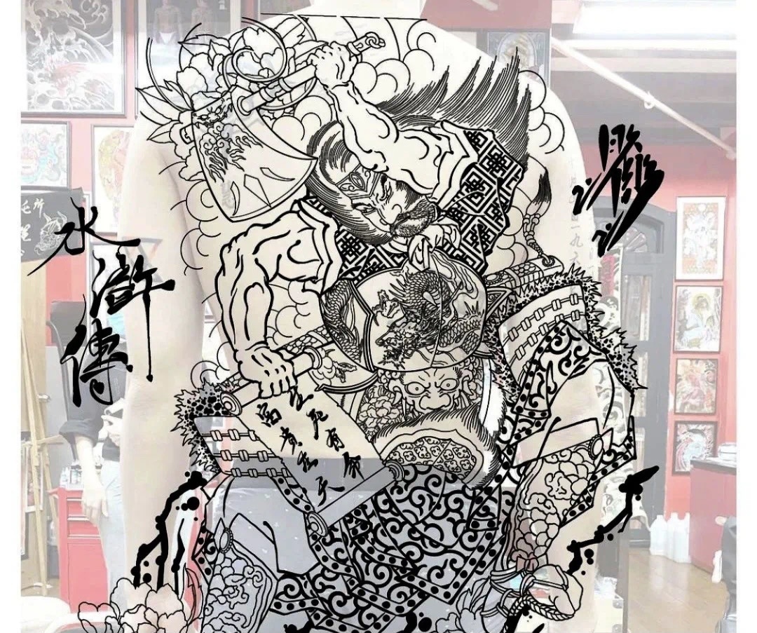 满背花臂效果图