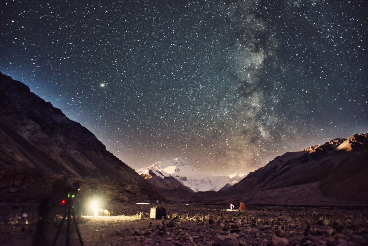 璀璨银河珠峰大本营空气纯净是拍摄银河最好的地方