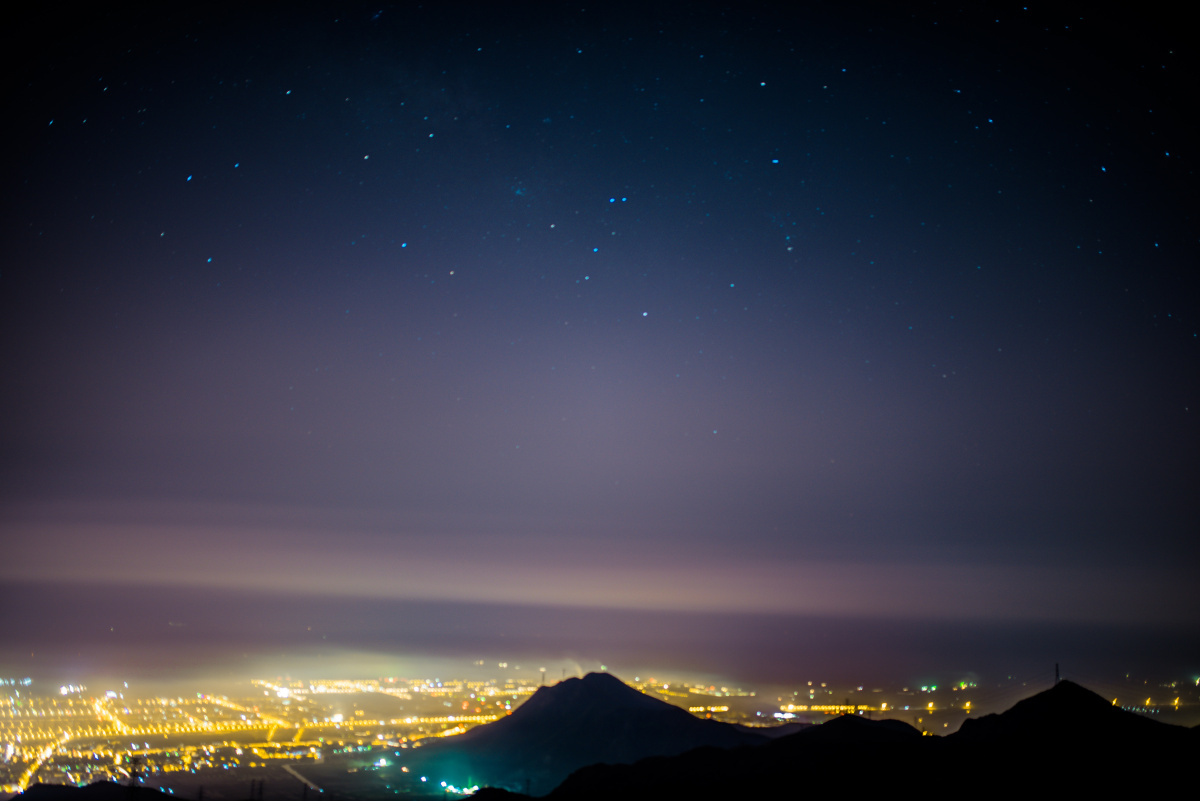 大罗山顶拍摄星空和夜景