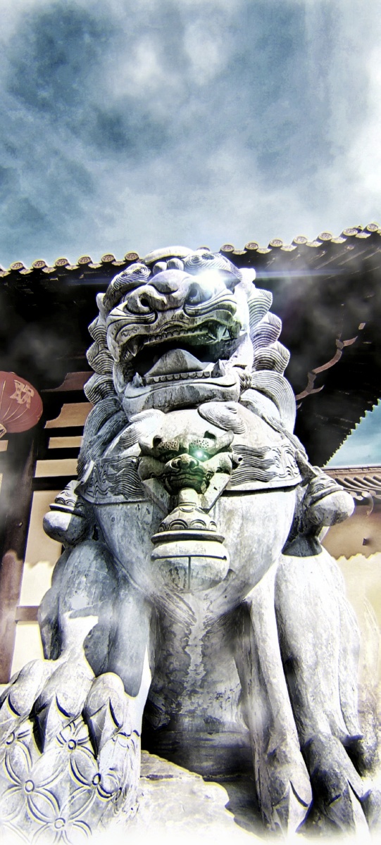 黑化的石狮子手机摄影