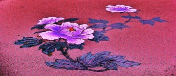 地上的牡丹花
