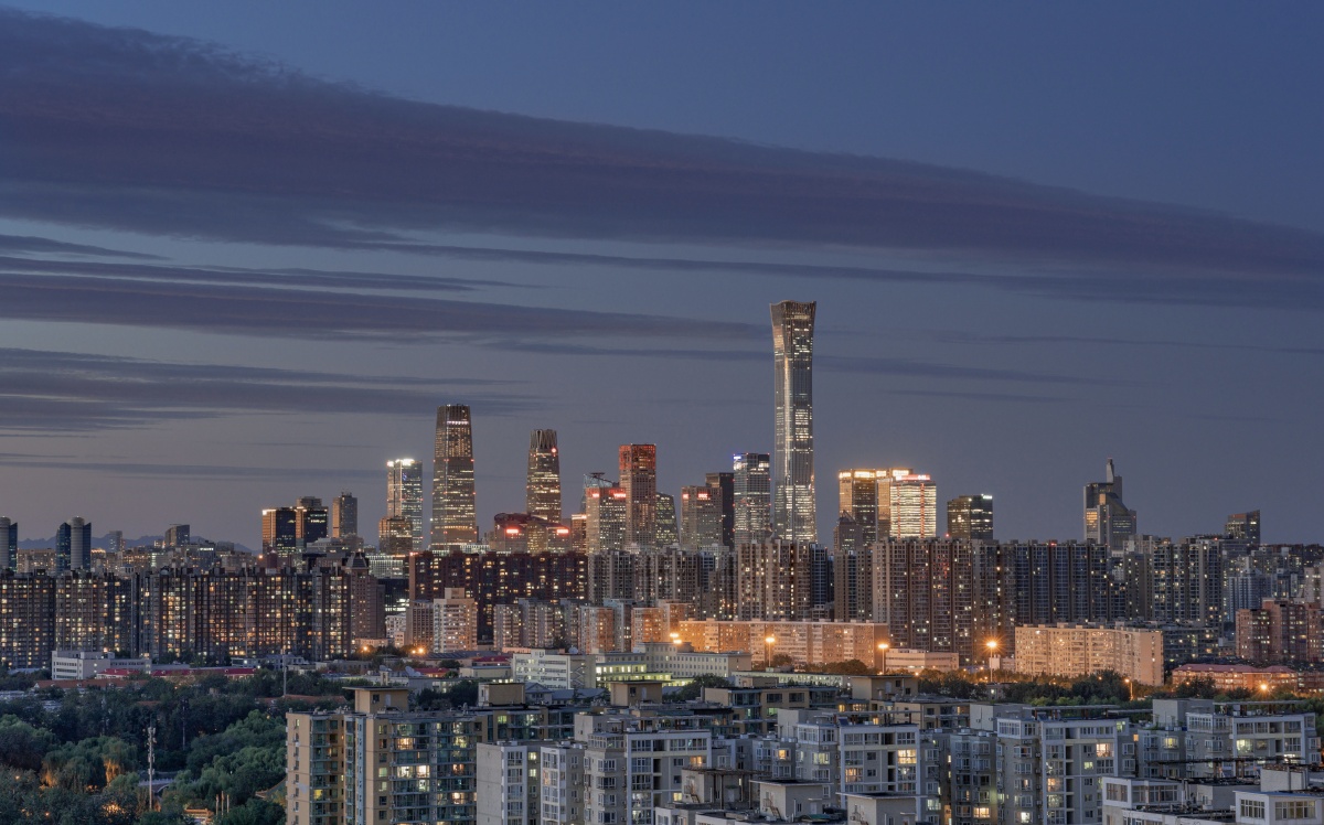 日落的北京天际线