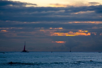 Waikiki海滩的日落