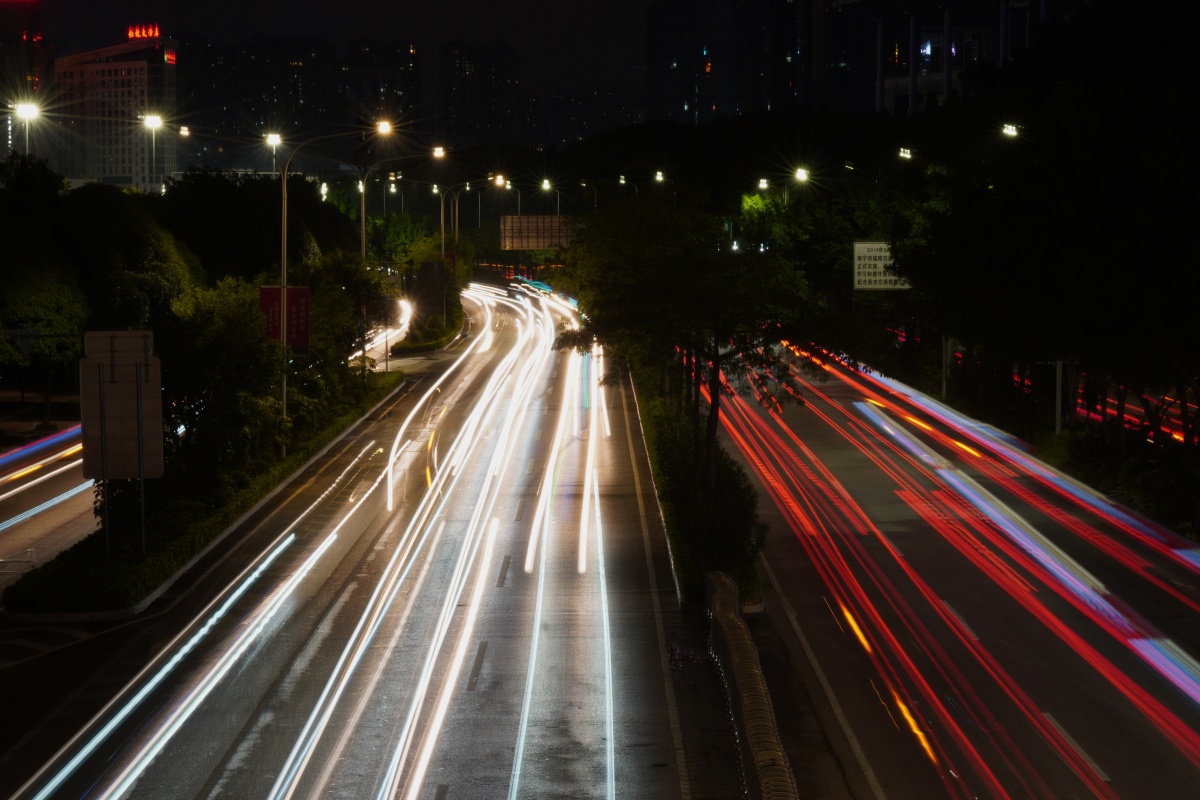慢门摄影车水马龙流光溢彩
