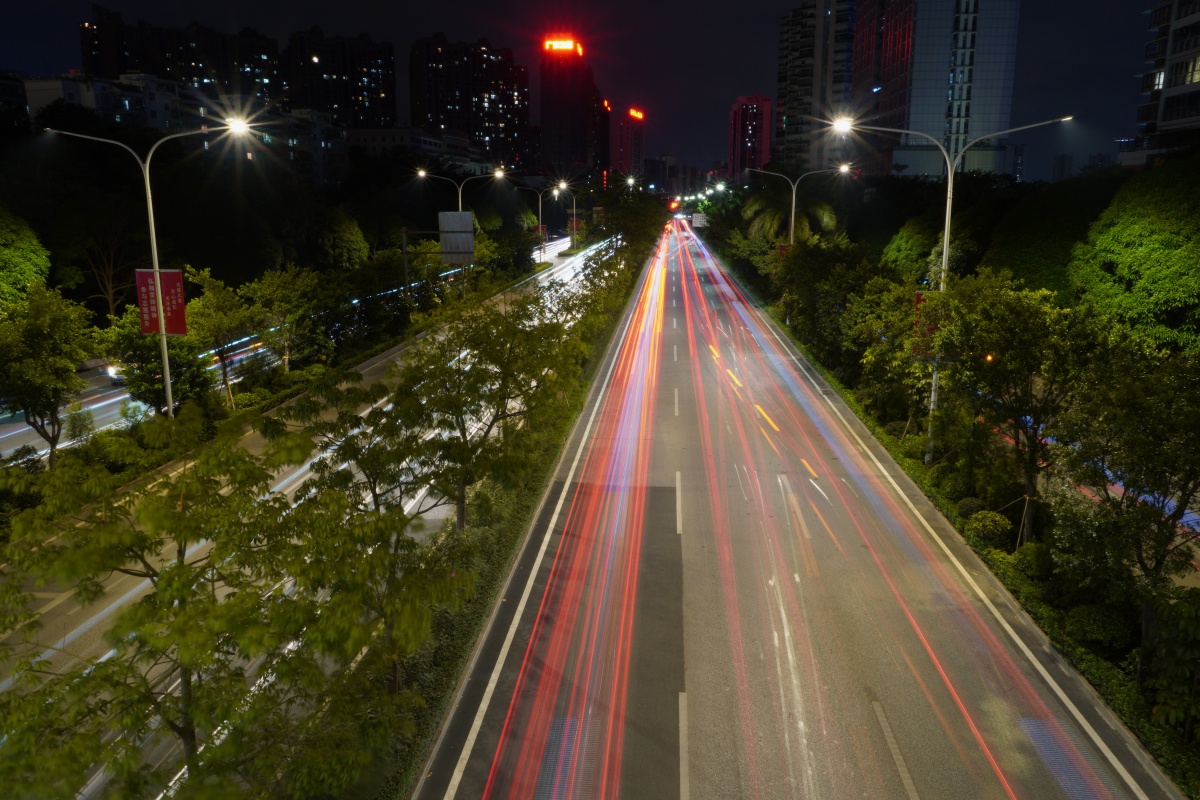 慢门摄影车水马龙流光溢彩