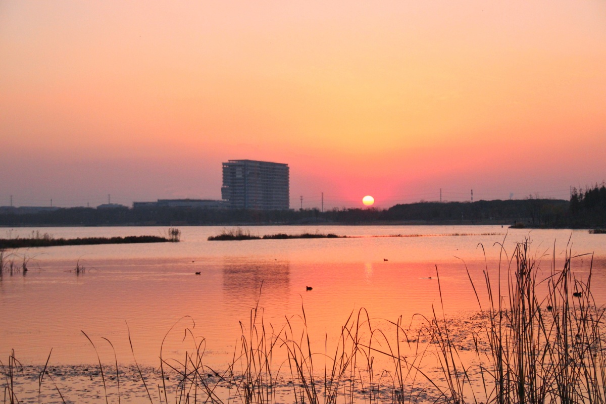 海安上湖沙滩的日落