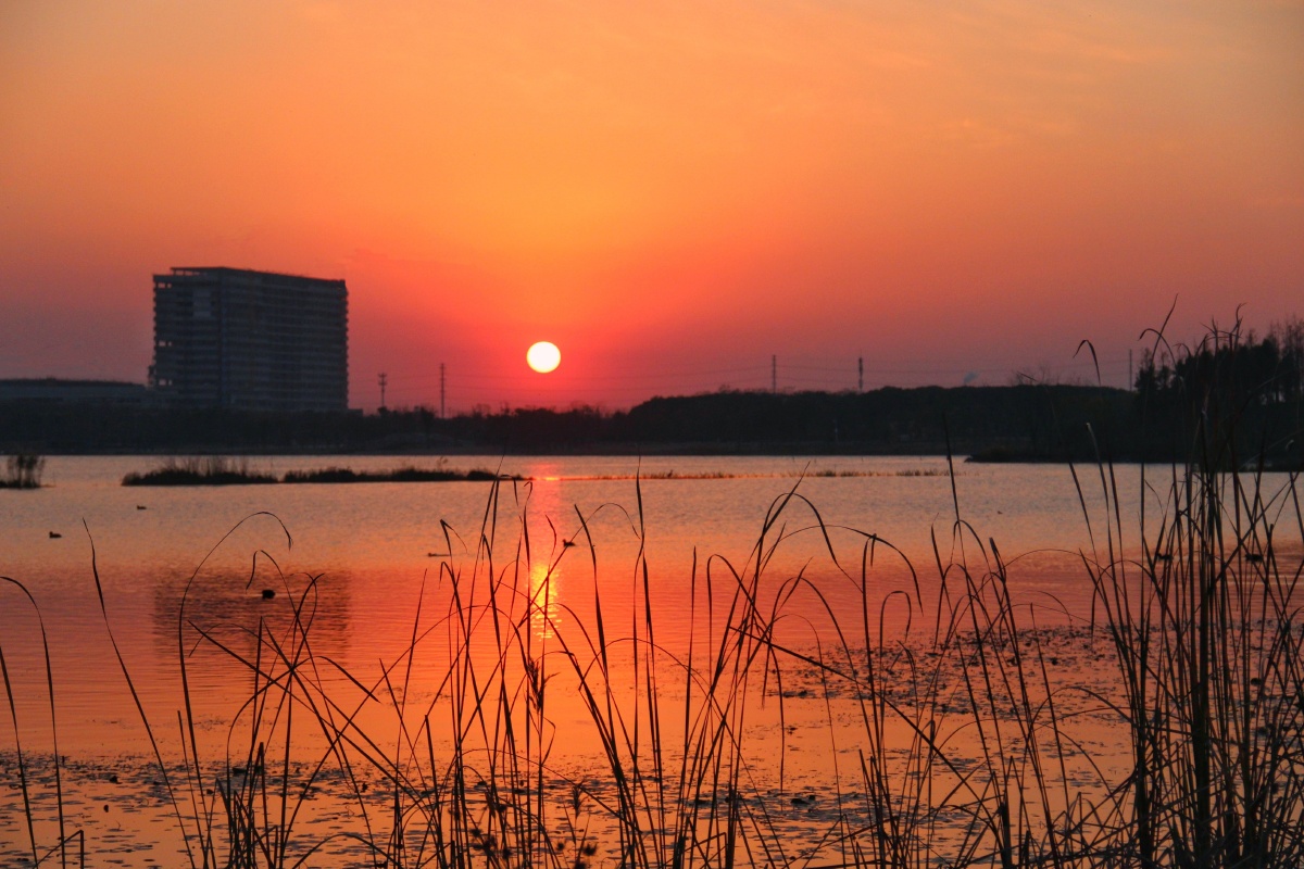 海安上湖沙滩的日落