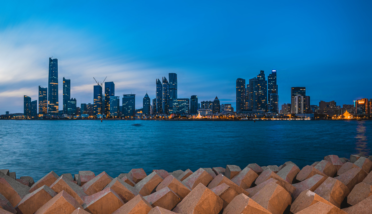 青岛奥帆中心情人坝夜景