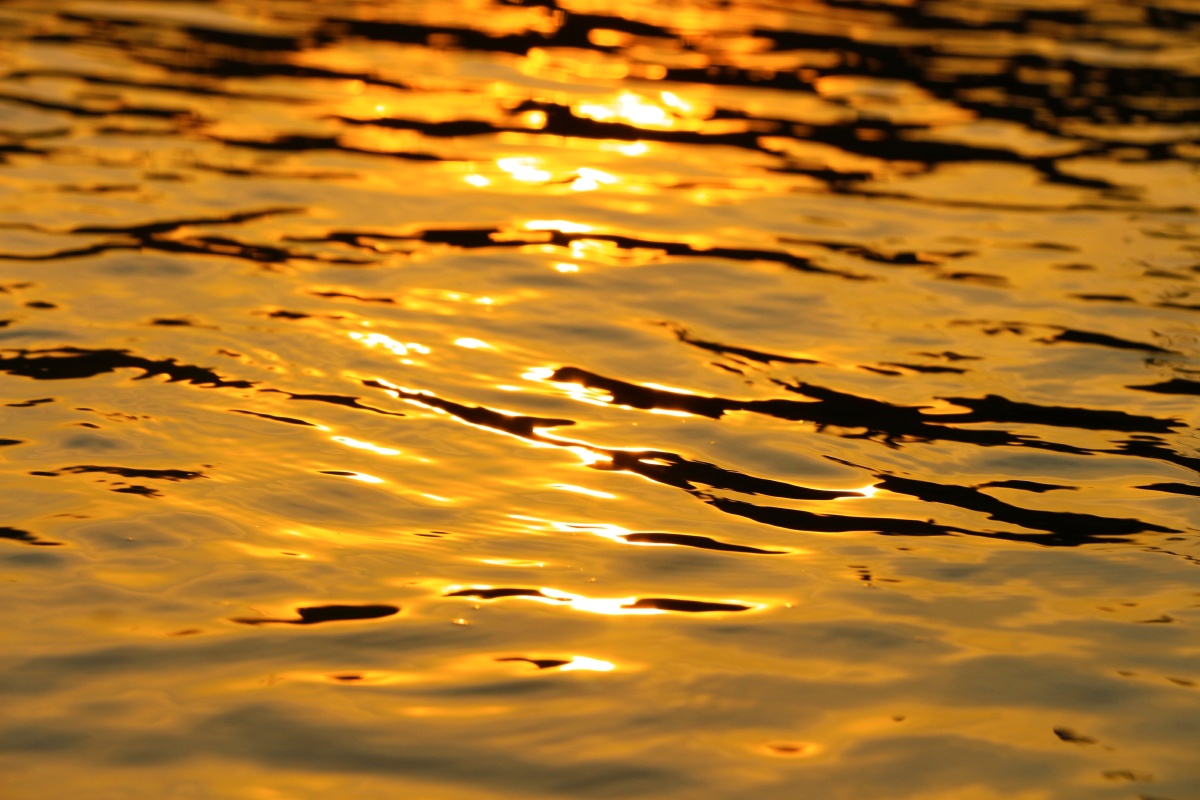 夕阳下的海波纹
