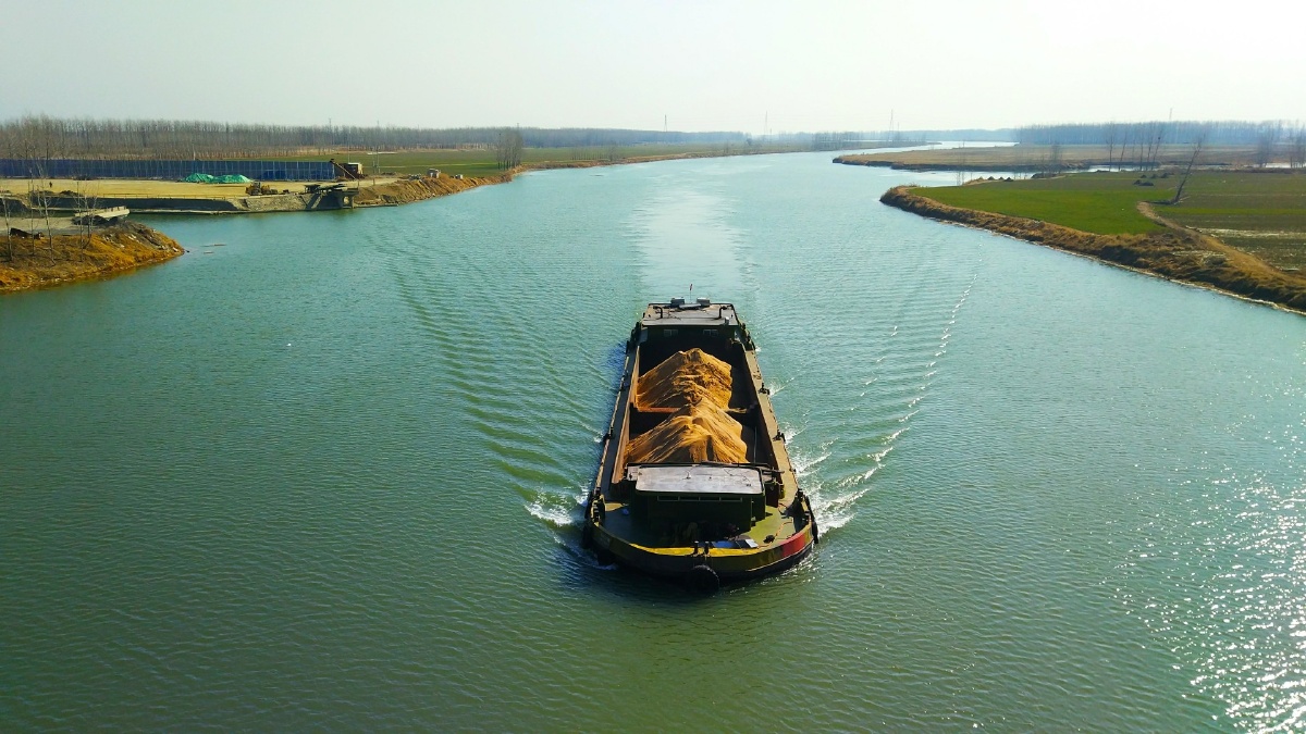 台儿庄大运河的货船