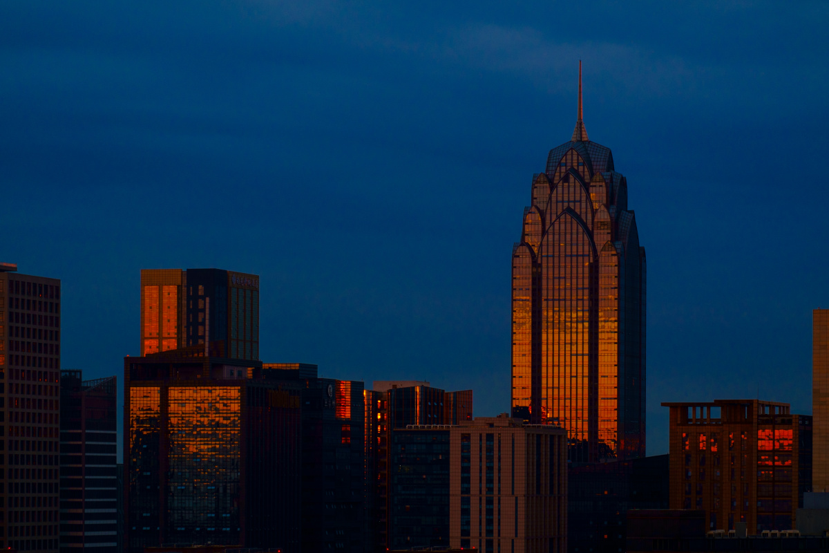 夕阳下的宁波南部商务区