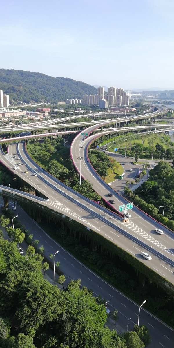 福州三环快速路福州鼓山风景区方向高速公路福州三环线立交桥风光