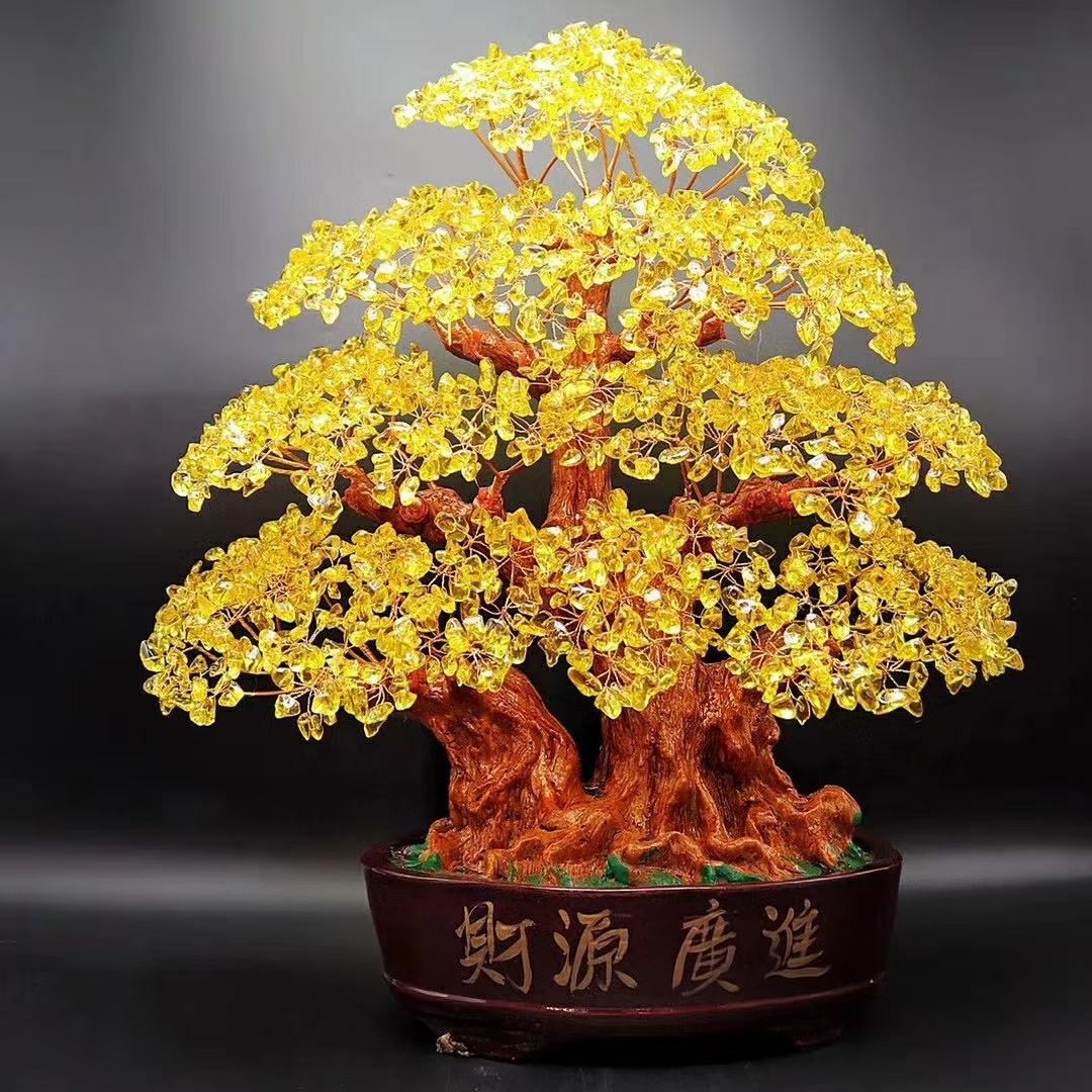 一组发财树材质玉石