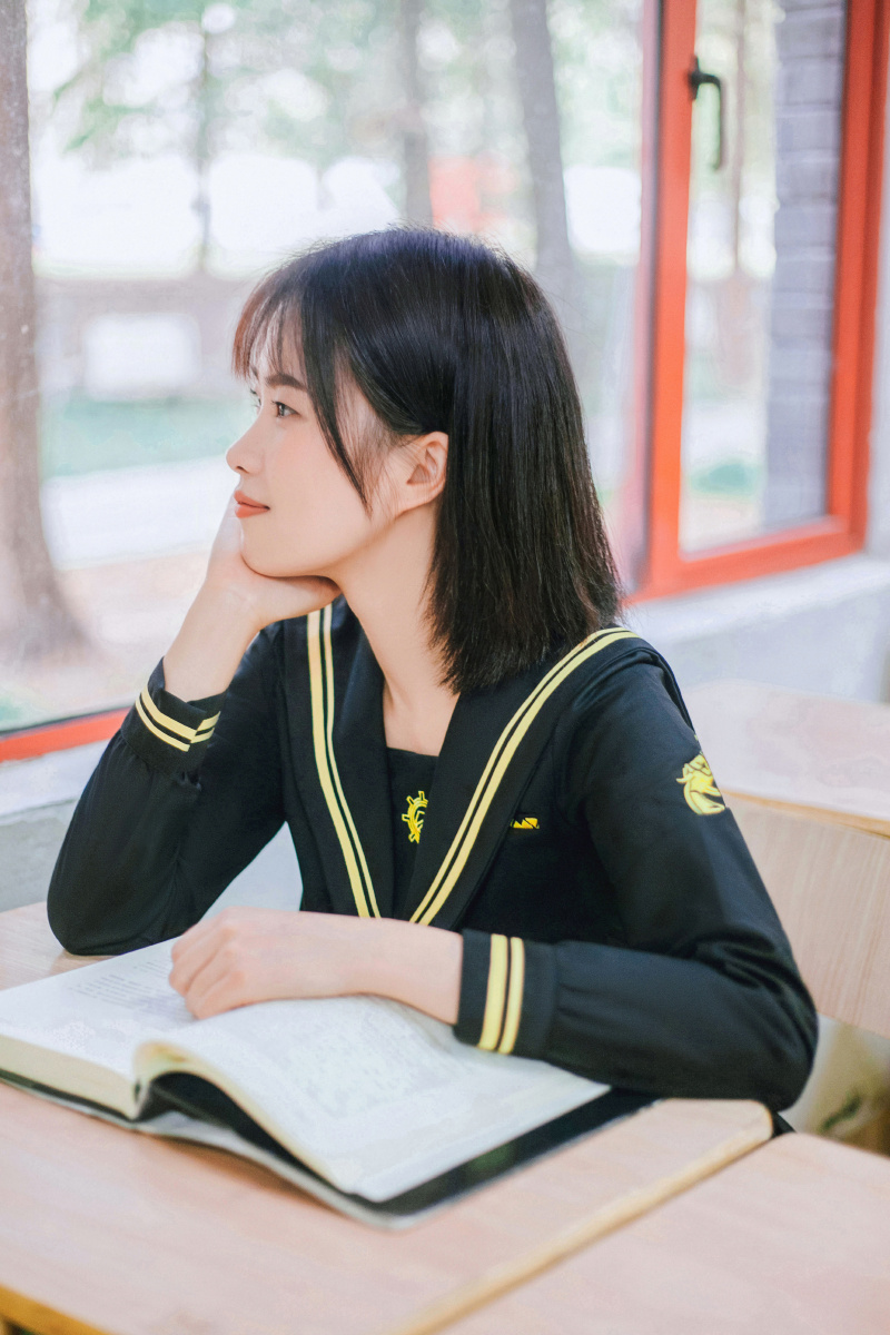 jk制服拍照姿势校园风蓝黑日系jk写真04有关夏天的回忆