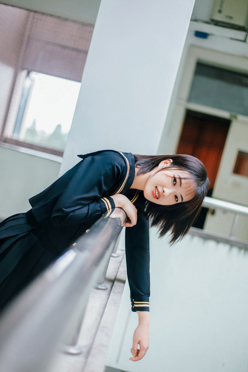 jk制服拍照姿势校园风蓝黑日系jk写真04有关夏天的回忆