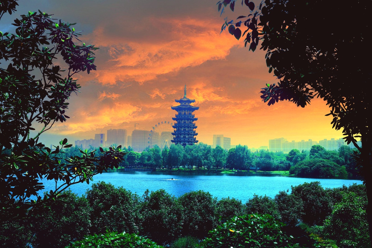 长沙洋湖白鹭塔