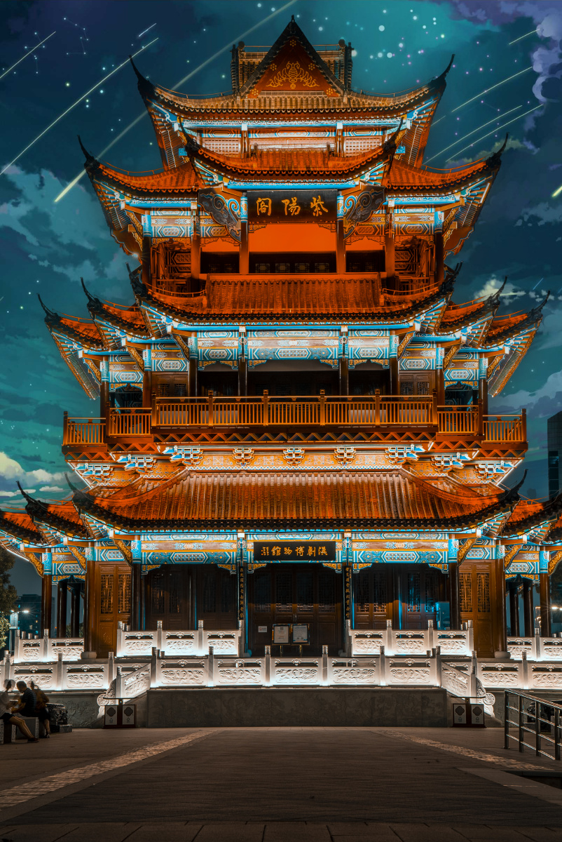 武汉紫阳公园紫阳阁夜景 - joy出品 - 图虫