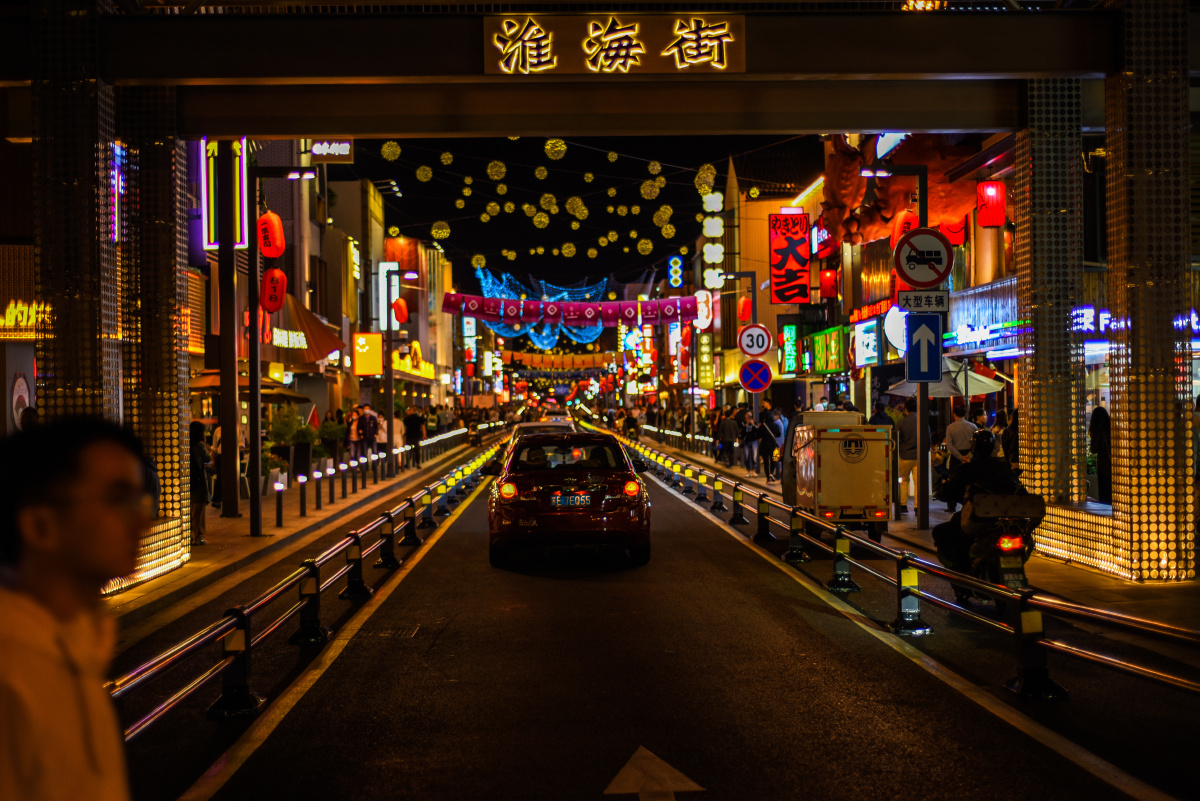 苏州淮海街夜景人像拍摄