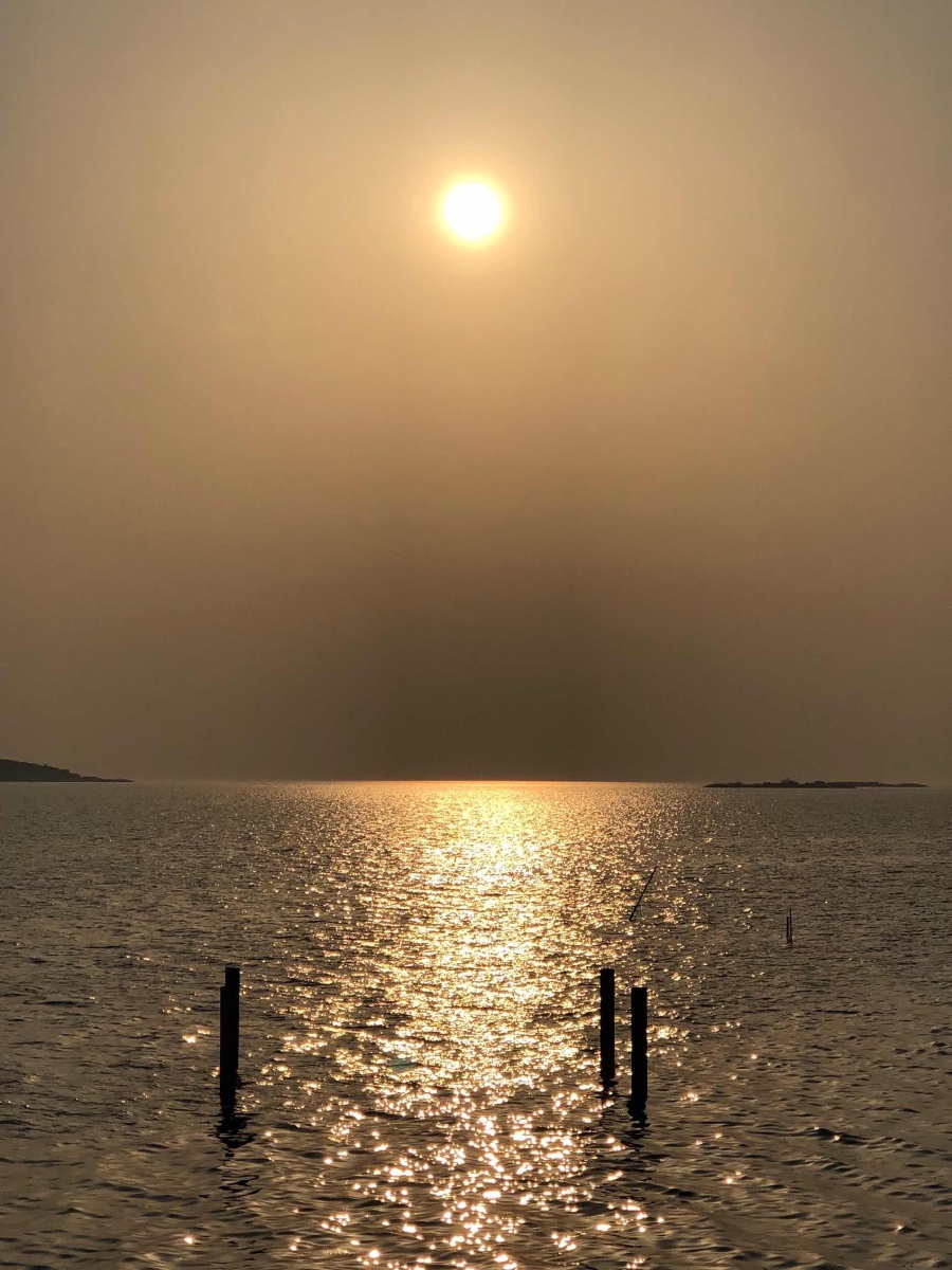 太湖落日,剪影·手机拍摄