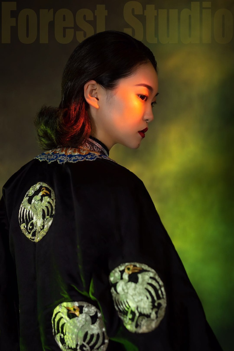 掌柜的时尚片泓森映画团鹤纹古董衣妆雅雅发柒月摄影我后期杨洁