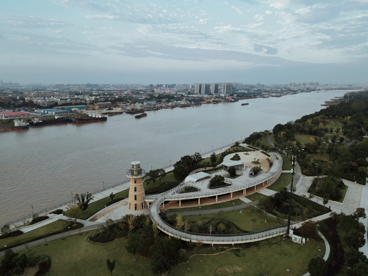 甬江瞭望中国宁波鄞州甬江公园