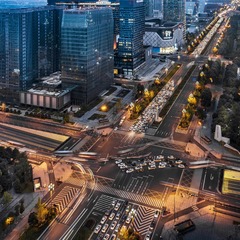 夜幕下的天府大道
